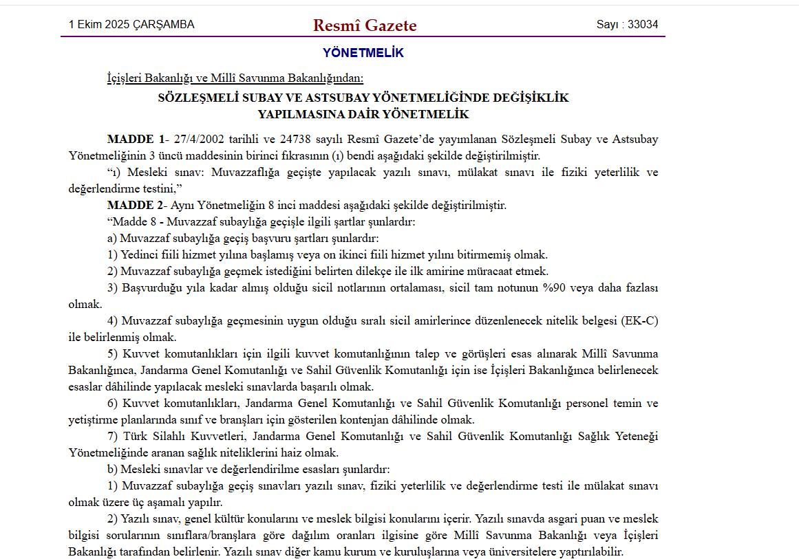 1 Ekim 2025 Resmi Gazete’de Yürürlüğe Giren Yeni Düzenlemeler ve Kararlar
