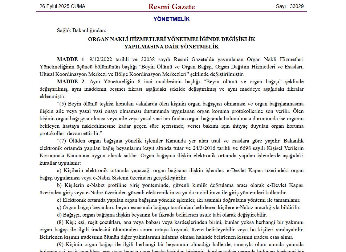 Organ Bağışında Yeni Dönem