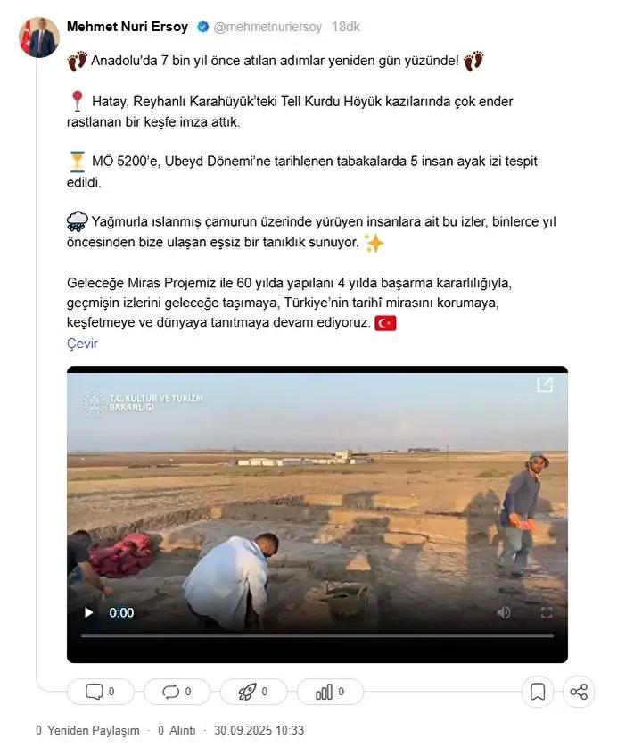 Hatay’da 7 Bin Yıl Öncesine Ait İnsan Ayak İzleri Bulundu