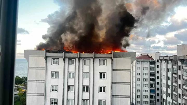 Ünye’de Çatı Katında Çıkan Yangın Vatandaşları Endişelendirdi