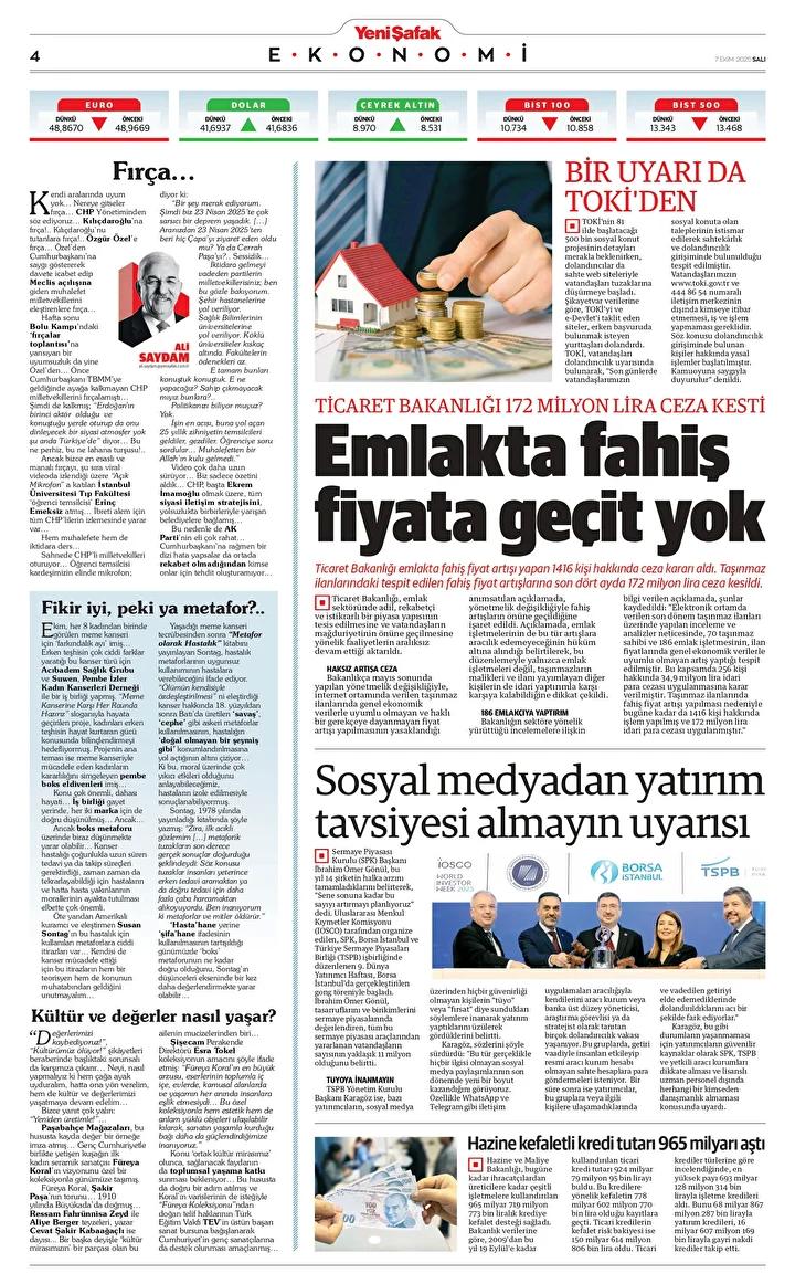 07 Ekim 2025 Güncel Gazete Manşetleri ve Öne Çıkanlar