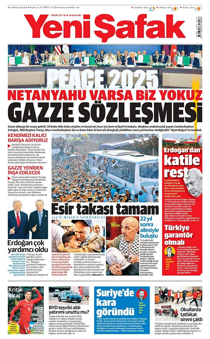 14 Ekim 2025 Gazetesi Manşetleri ve Güncel Haberler