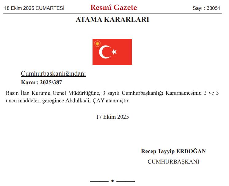 Resmi Gazete'de Güncel Karar ve Atama Duyuruları