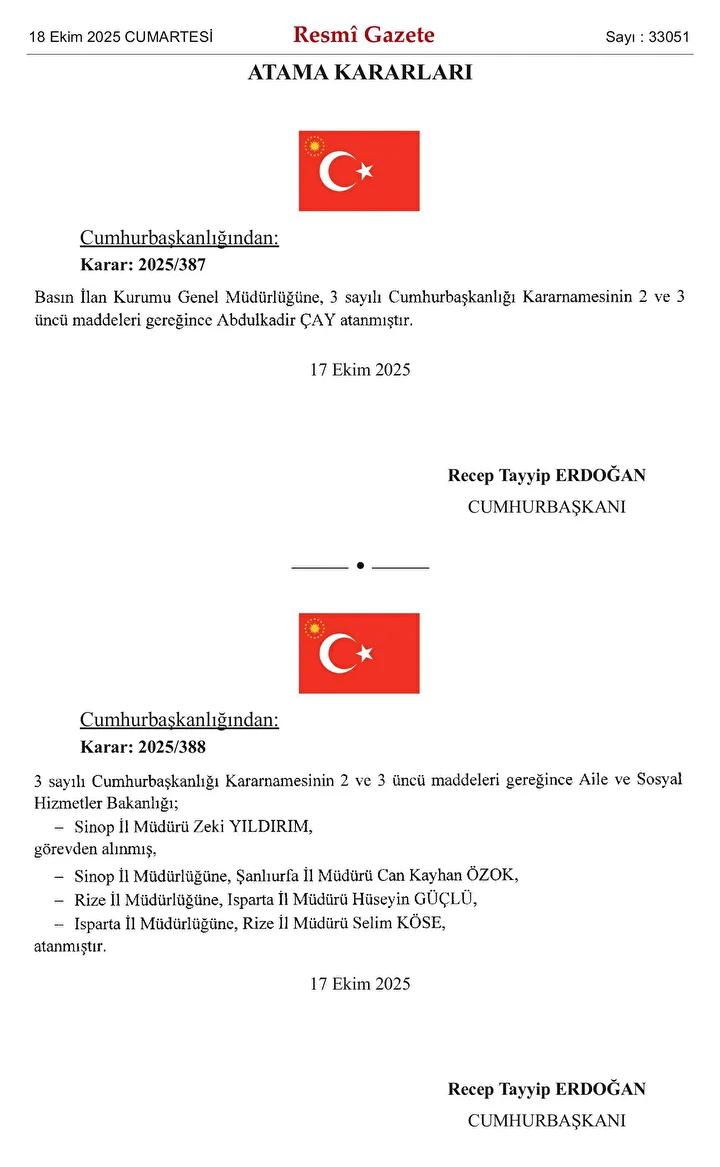 Önemli Atama Kararları