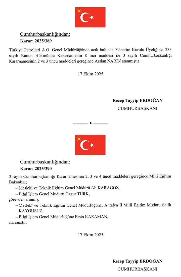 Önemli Atama Kararları