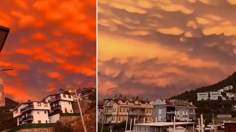 Fethiye’deki Gökyüzünde Göz Kamaştırıcı Mammatus Bulutları