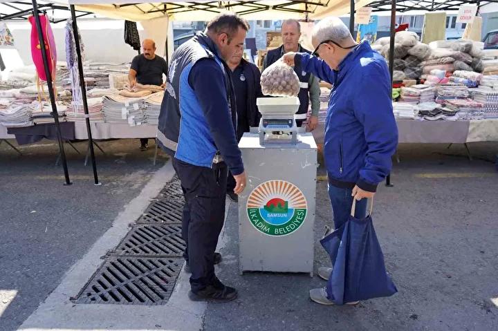 İlkadım'da Güvenli Alışveriş İçin Belediye Tartısı Uygulaması Başladı