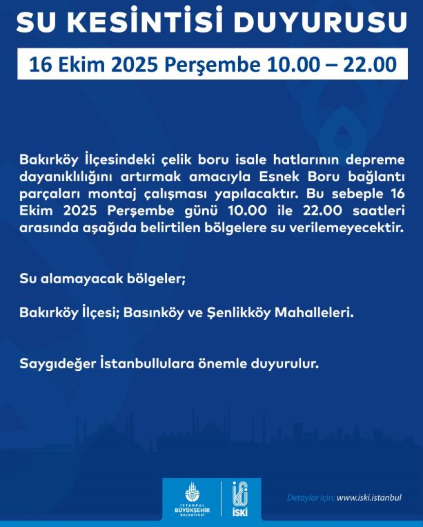 İSKİ Su Kesintisi Detayları