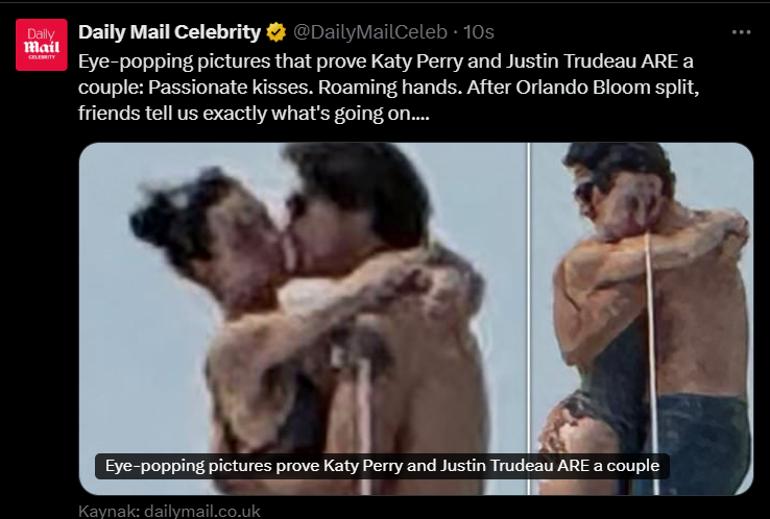 Justin Trudeau ve Katy Perry'nin Gizli Aşk Hikayesi Gün yüzüne Çıktı
