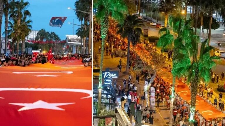 Mersin8217de Cumhuriyet Bayrami Coskusu ve Yuruyus Etkinligi