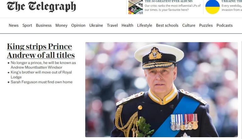 Prens Andrew'un Ünvanları ve Kraliyet Statüsü Resmi Olarak Kaldırıldı 7 İngiltere Medyası ve Kraliyet Ailesinin Kararı