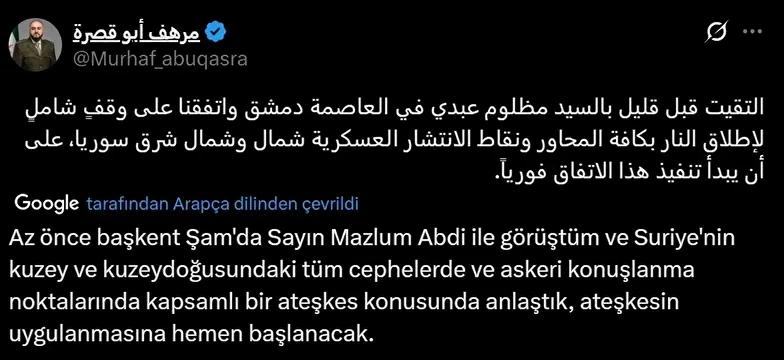 Suriye'de Yeni Gelişmeler: Ateşkes Anlaşması ve Kürt Gruplarının Çalışmaları