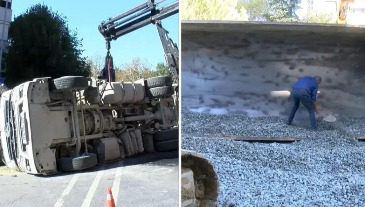 Ulus Mahallesinde Hafriyat Kamyonu Kaza Anı Güvenlik Kamerasında