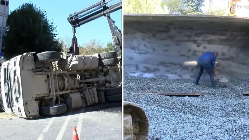 Ulus Mahallesinde Hafriyat Kamyonu Kaza Anı Güvenlik Kamerasında