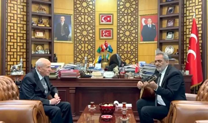 Yavuz Bingöl’den Bahçeli’ye Ziyaret ve Bağlama Takesi