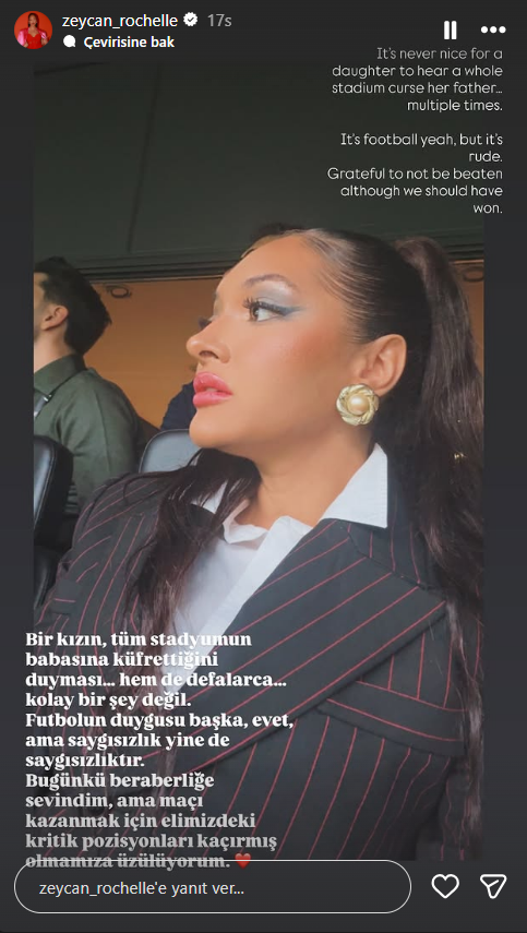 Hem Turkce hem Ingilizce yazdi Yuksel Yildirimin kizindan Besiktas taraftarina Hem Turkce hem Ingilizce yazdi Yuksel Yildirimin kizindan Besiktas taraftarina tepki