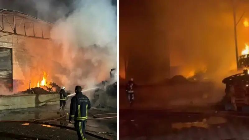 Aksu’daki Meyve ve Sebze Paketleme Fabrikasında Korkutan Yangın Gelişmesi