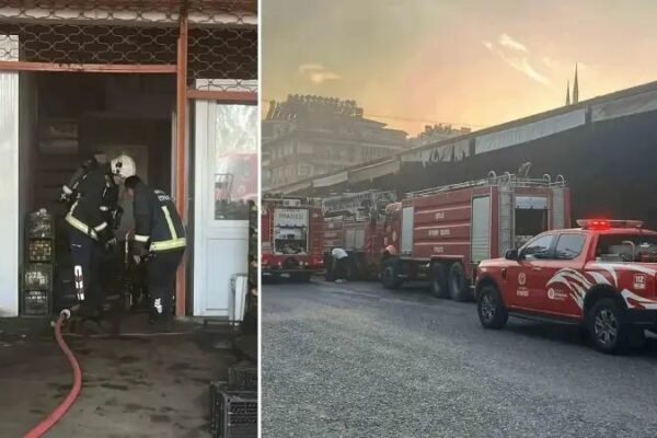 Alanya’daki Sebze ve Meyve Halinde Görülen Yangın Olayı