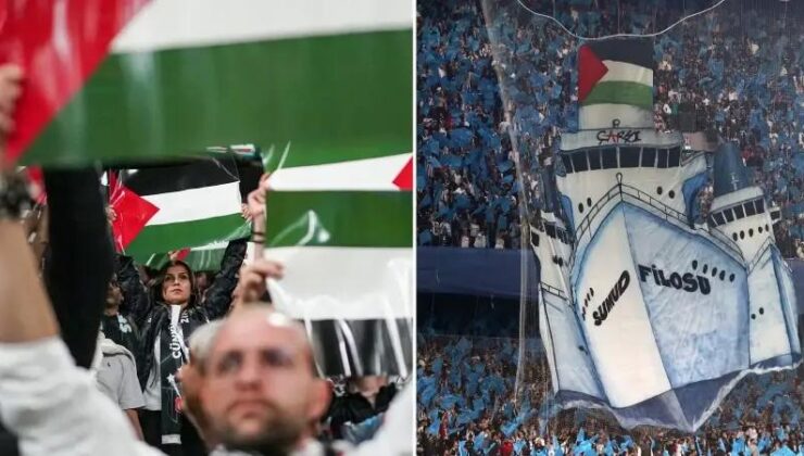 Beşiktaş Tribünlerinden Filistin Savunması ve Destek Gösterileri