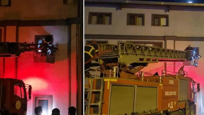 Cide Orman İşletme Müdürlüğü Misafirhanesinde Yangın Paniği