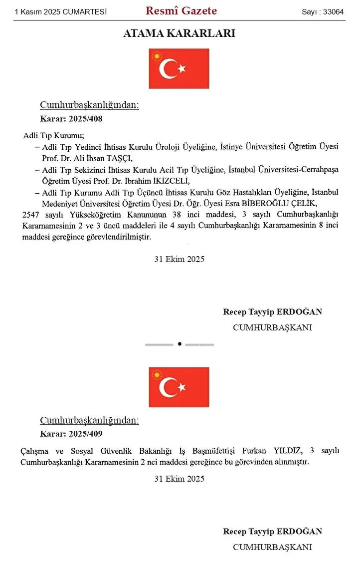 Cumhurbaşkanı Erdoğan'ın Son Atama Kararları Detayları