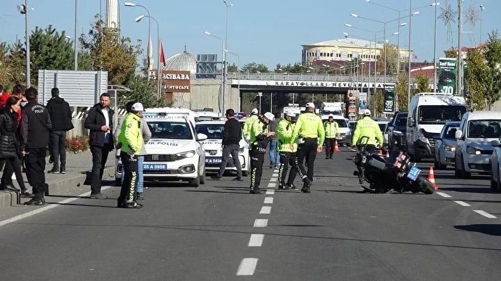 Erzurum'da Polis Memurunun Kazası Güvenlik Kameralarında