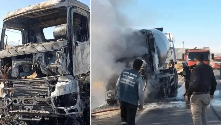 Gaziantep’te Beton Mikseri Yangını Güvenlik Kameralarına Yansıdı