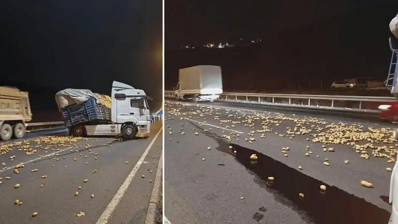 Kayseri Yolunda Patates Yüklü Tırın Kaza Anı ve Sonrası