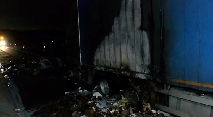 Kuzey Marmara Otoyolunda Kamyon Yangini Guvenlik Alarmi Verdi