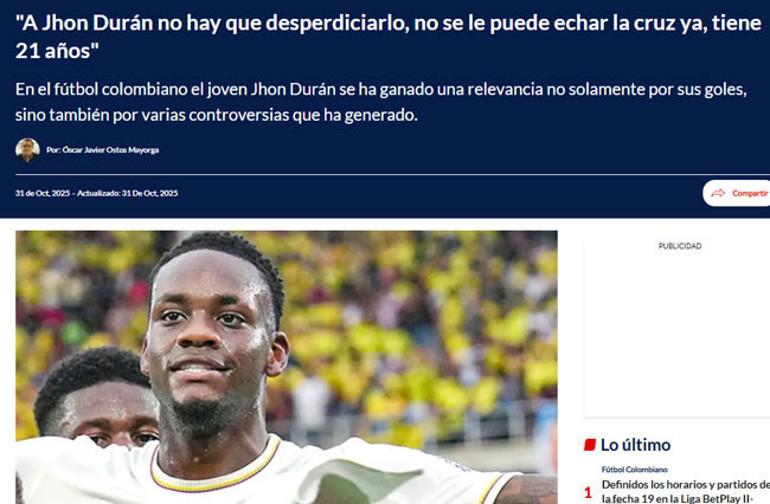 Luis Fernando Suarez, Jhon Duran’a Sahip Çıkmaya Devam Ediyor