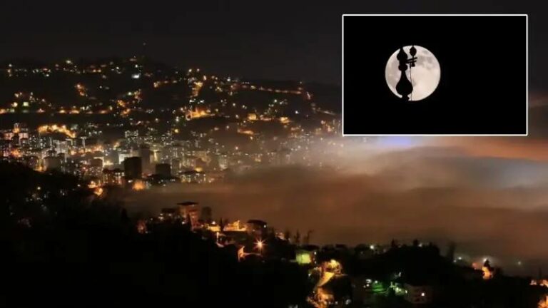 Rize Semalarinda Goruntulenen Muhtesem Super Ay Manzarasi