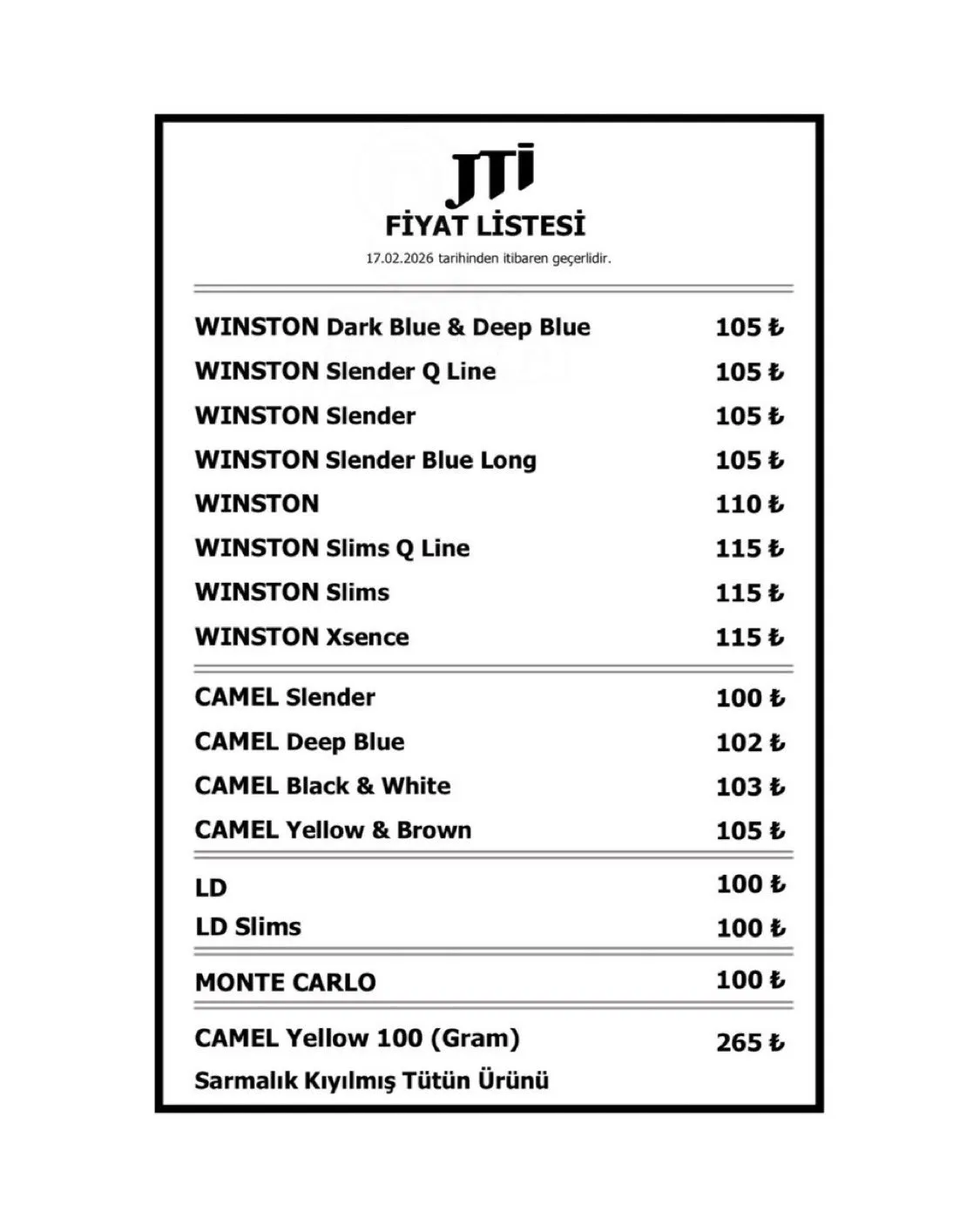 güncel sigara fiyatları listesi 2026